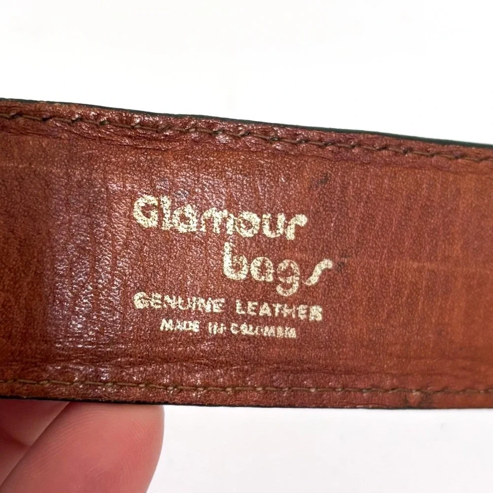 Vintage Glamour Bags Womens Western Leather Belt Size L Brown Green Reptile Boho